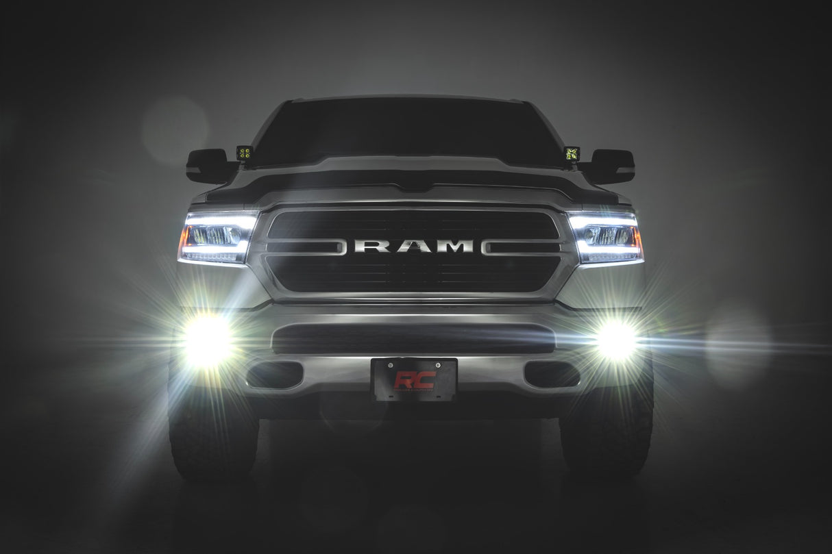 Rough Country LED Fog Light Kit Amber DRL Ram 1500 2019-2024