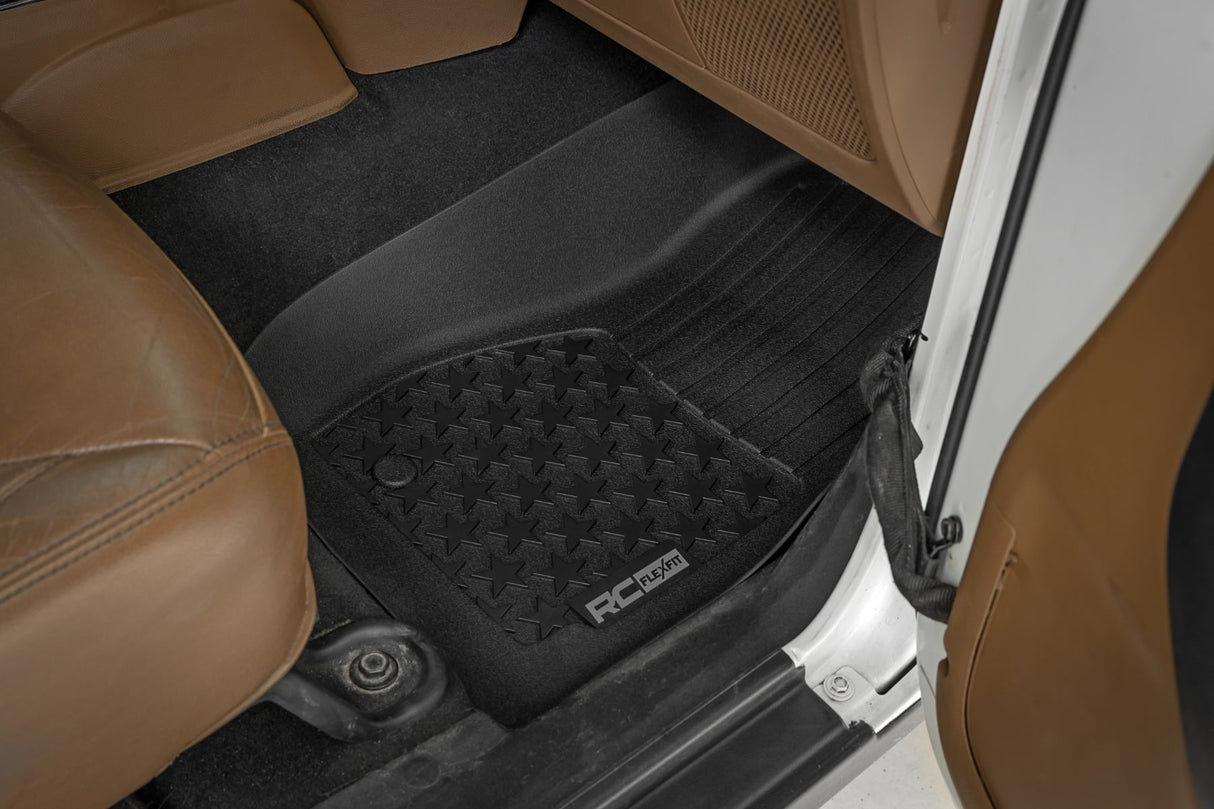 Rough Country Flex-Fit Front Floor Mats for 2014-2018 Jeep Wrangler JK