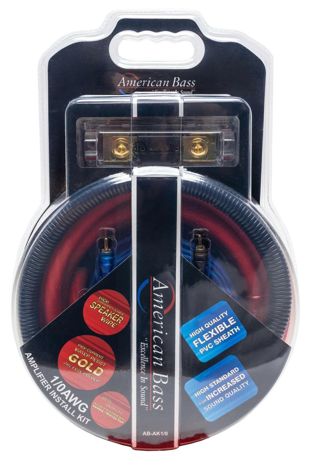 American Bass 0 Gauge Complete CCA (Copper Clad Aluminum) Amplifier Wiring Kit - Car Audio Amp Install Kit with Power, Ground & RCA Cables