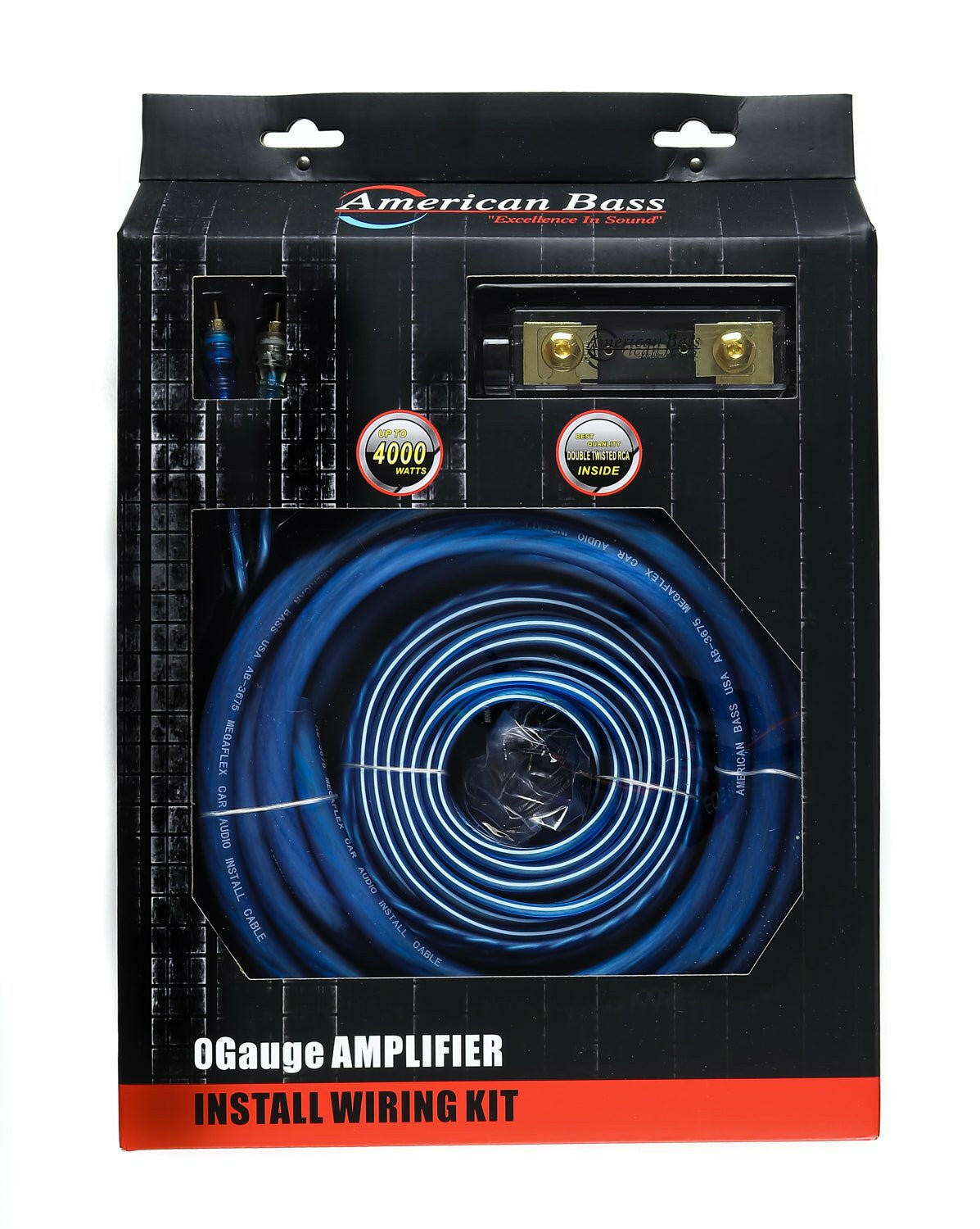 American Bass 0 Gauge Complete CCA (Copper Clad Aluminum) Amplifier Wiring Kit - Car Audio Amp Install Kit with Power, Ground & RCA Cables