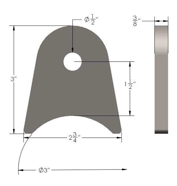 3/8" Thick 3" Inch Axle Link Tab