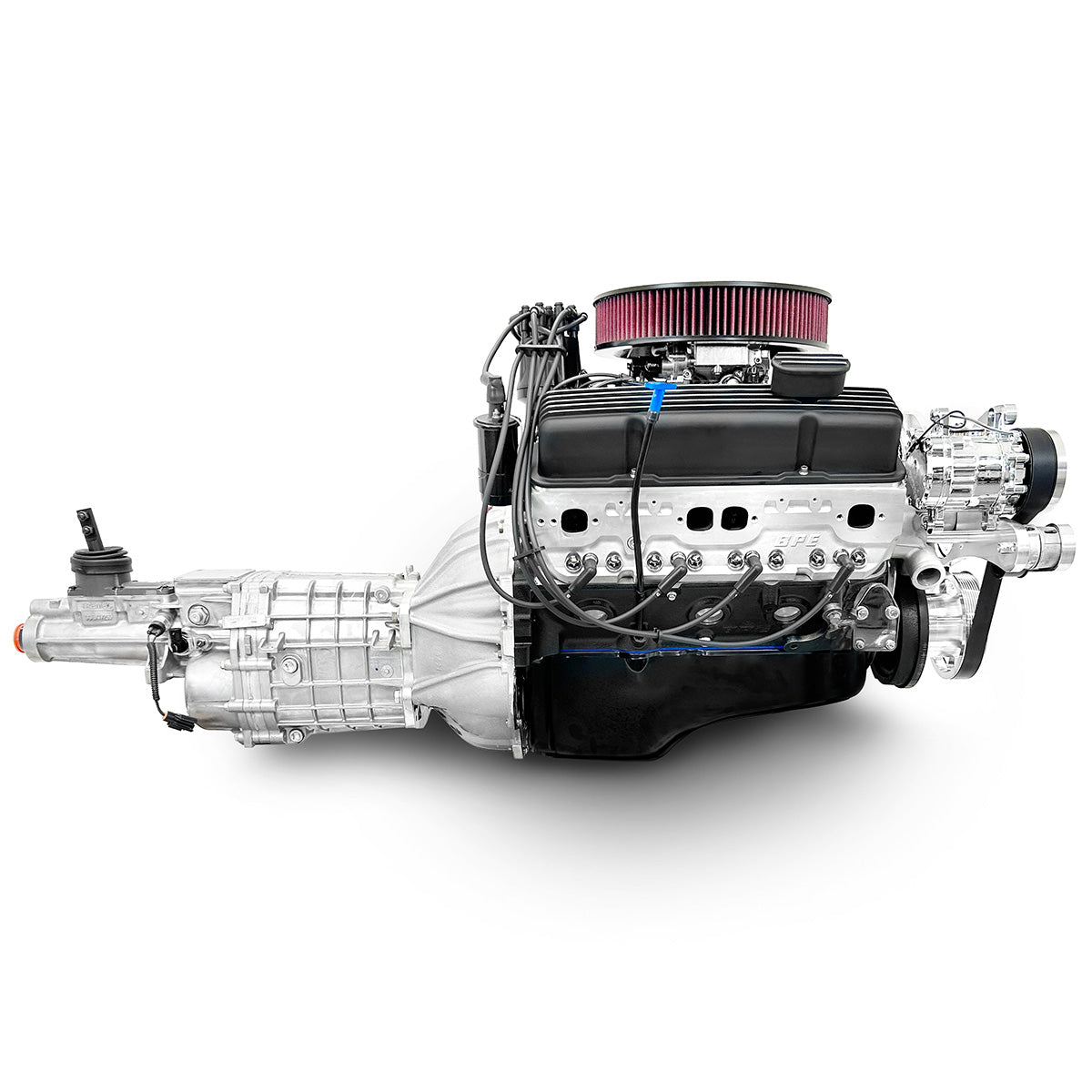 GM Small Block Compatible 383 c.i. Engine and TKX Manual Transmission - 436 Horsepower - Standard Edition Builder Series - Polished Pulley Kit - Fuel Injected
