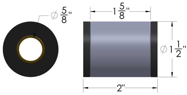 DOM Sleeve & Poly Bushing 2 Inch Mounting Width 5/8" Bolt Hole