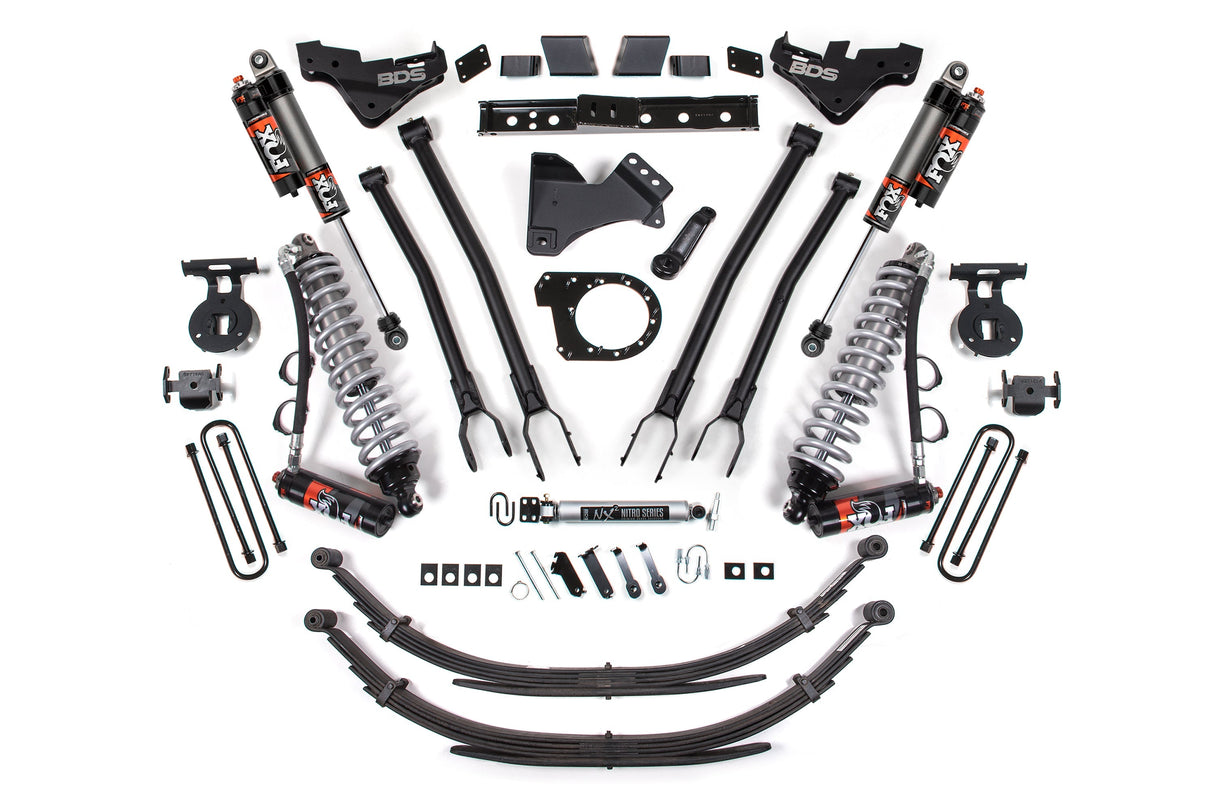 7 Inch Lift Kit w/ 4-Link | FOX 2.5 Performance Elite Coilover Conversion | Ford F250/F350 Super Duty (23-26) 4WD | Diesel BDS Suspension