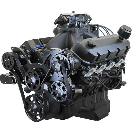 GM Big Block Compatible 632 c.i. Pro Series Engine - 815 Horsepower - Blackout Reaper Edition - Deluxe Dressed - Black Pulley Kit - Carbureted