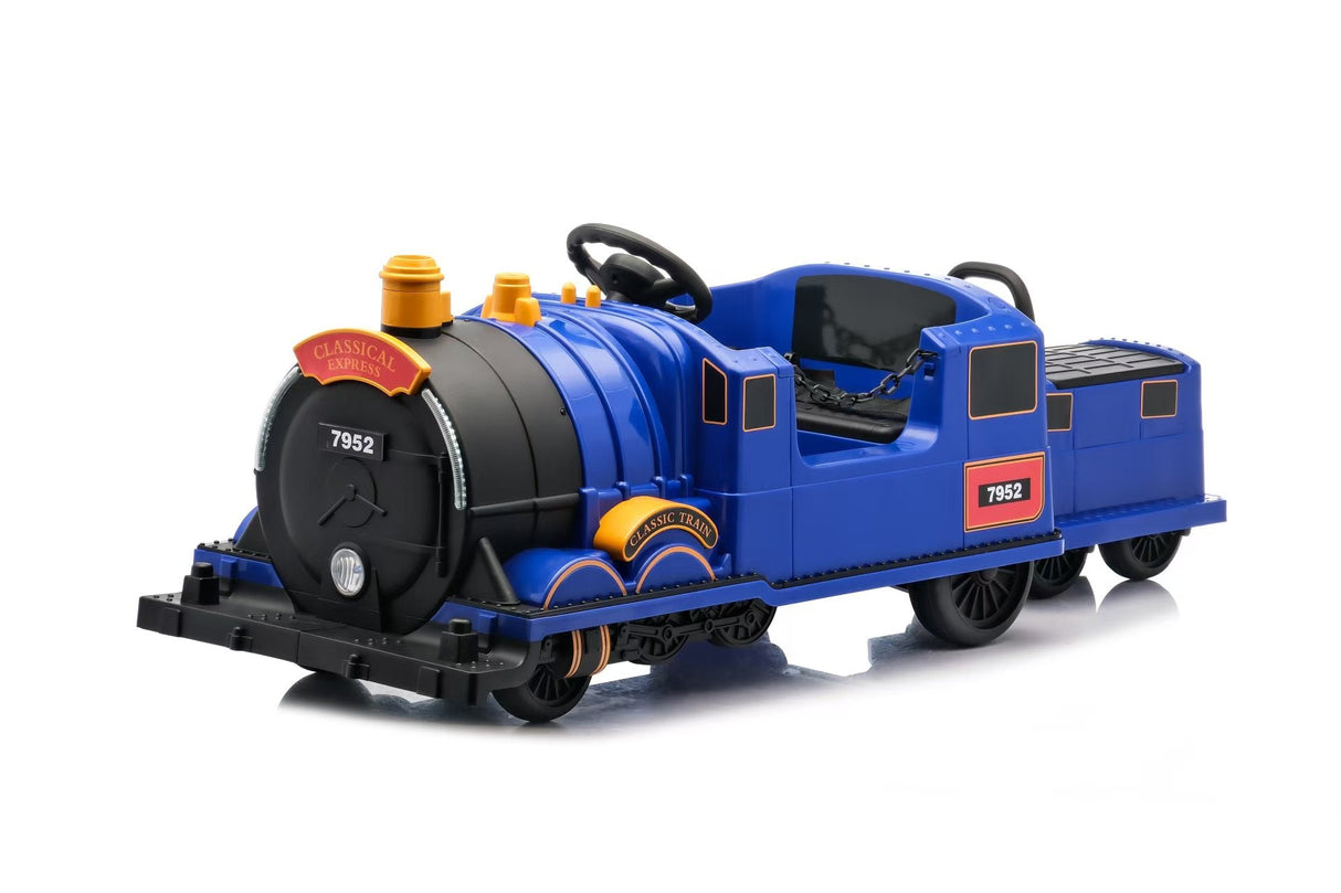 Kids Ride-On Train for Backyard Fun – Battery Powered W/Magic Cars® Remote Control, Real Steam Stack, MP3 & Working Caboose (Ages 1–10)