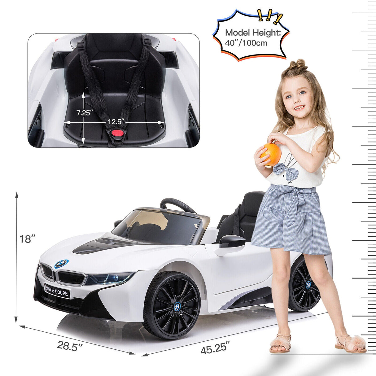 BMW i8 Coupe 12V Kids Ride-On Toy Car with Remote Control - Electric Vehicle for Endless Fun!