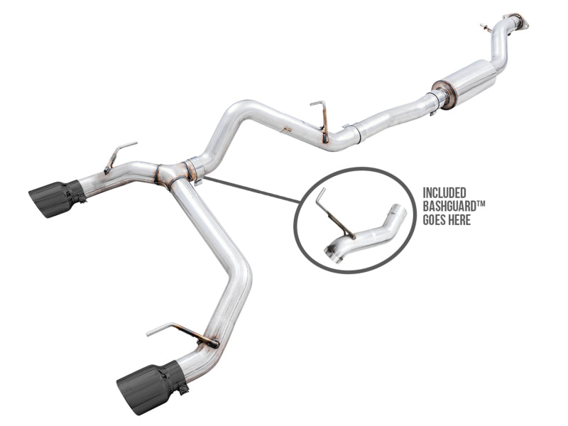 AWE Tuning 0FG Dual Rear Exit Exhaust with BashGuard and Diamond Black Tips | 2021+ Ford Bronco