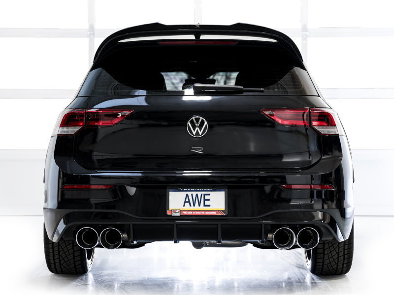 Échappement quadruple AWE MK8 pour Volkswagen Golf R 3 pouces Track Edition - Embouts chromés argentés