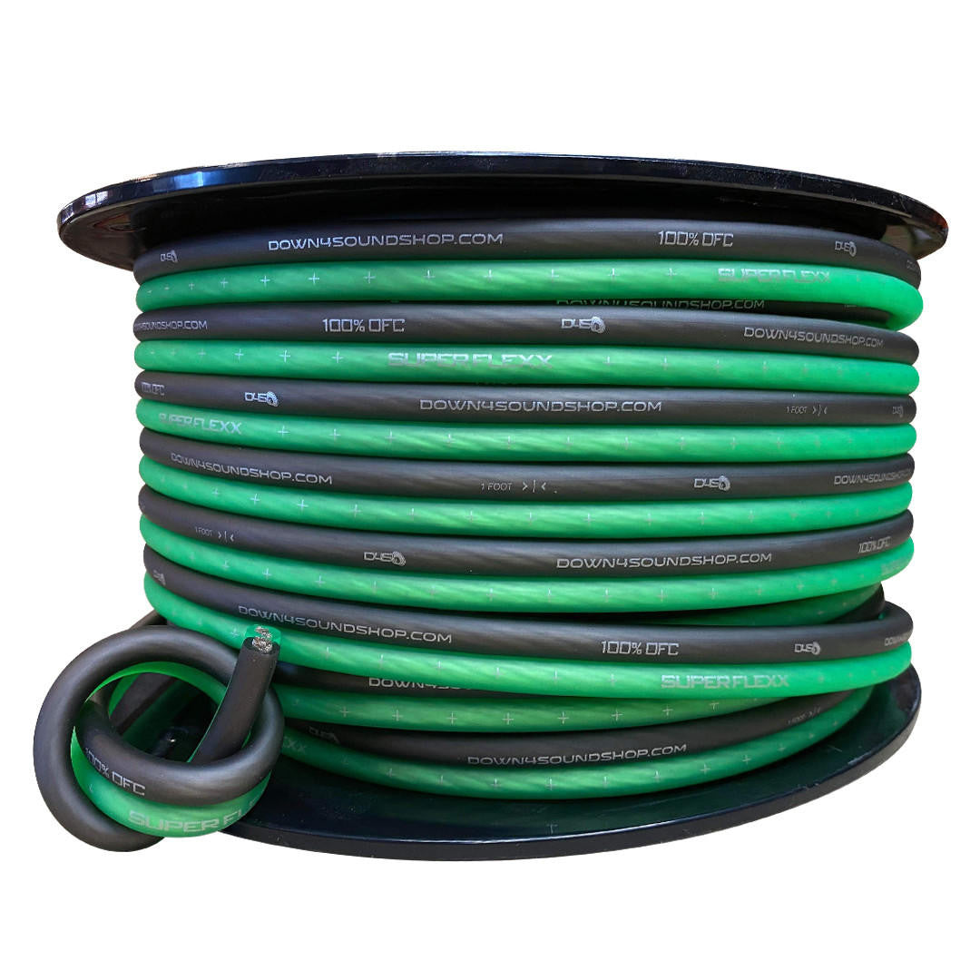 Down4Sound 8 Gauge OFC 100% Copper Tinned Speaker Wire ( Green/Black ) - By the Foot Down4Sound