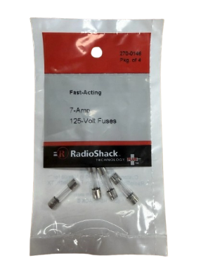 RadioShack 7A 125V 5x20mm Fast Acting Glass Fuse 270-0146 RadioShack
