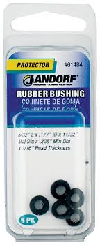 Jandorf Conduit Bushing, 0.177 in Dia Cable, Rubber, Black, 1/16 in Thick Panel 5pk #61484 Jandorf