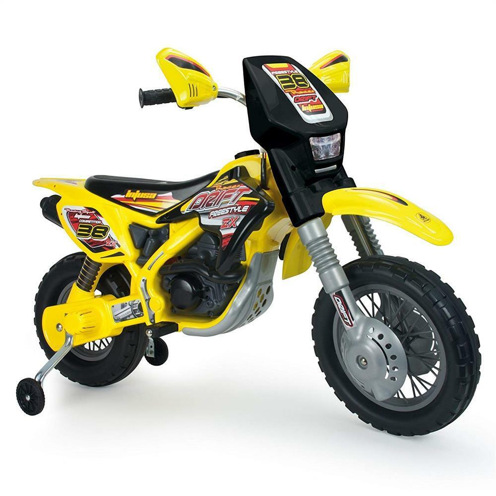Drift ZX 12V Kids Dirt Bike Ride-On Motorcycle with Training Wheels - Suitable for Ages 3 and Up