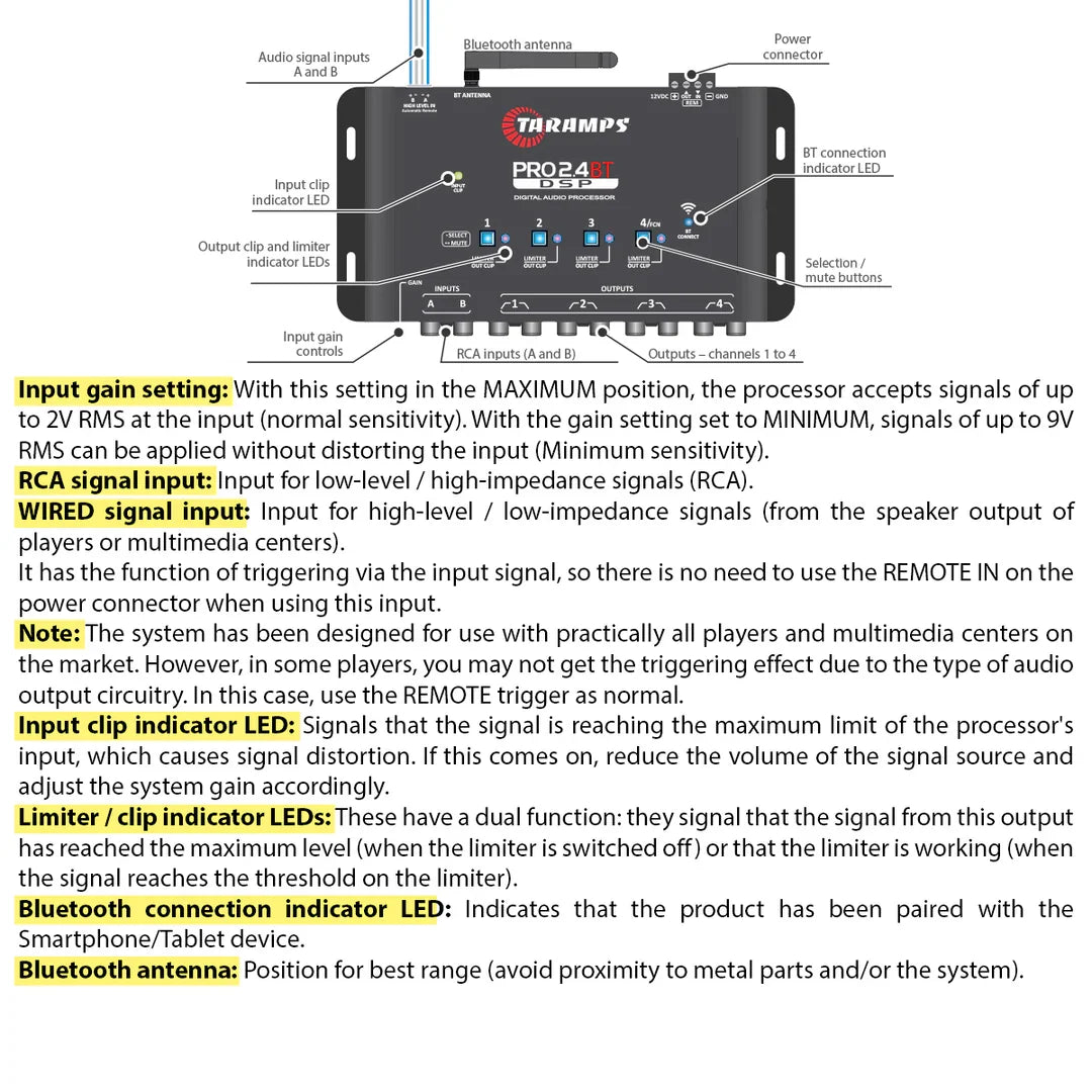 Taramps PRO 2.4 BT Bluetooth Audio Processor Taramps