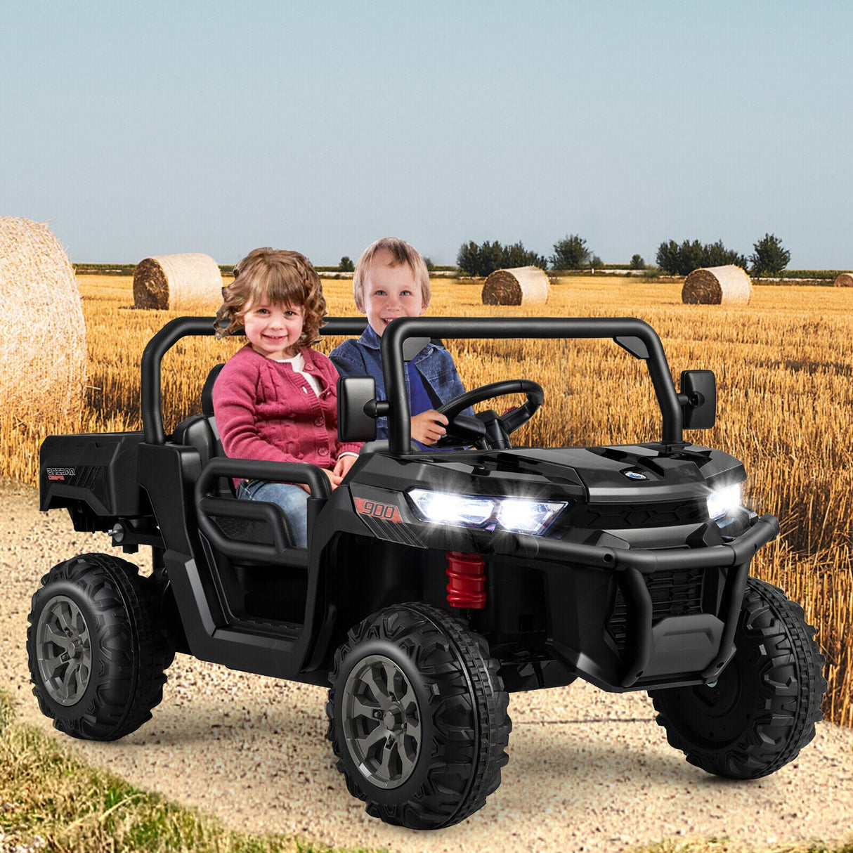 Dump Truck Ride-On Toy with Safety Belt and Lockable Doors - 12V