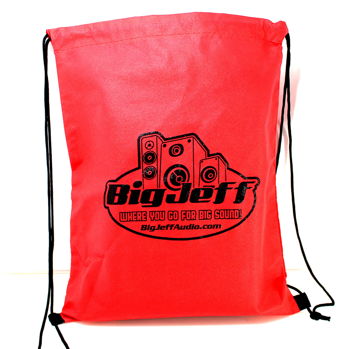 Official Big Jeff Audio Backpack Red Drawstring with Black Big Jeff Audio Logo