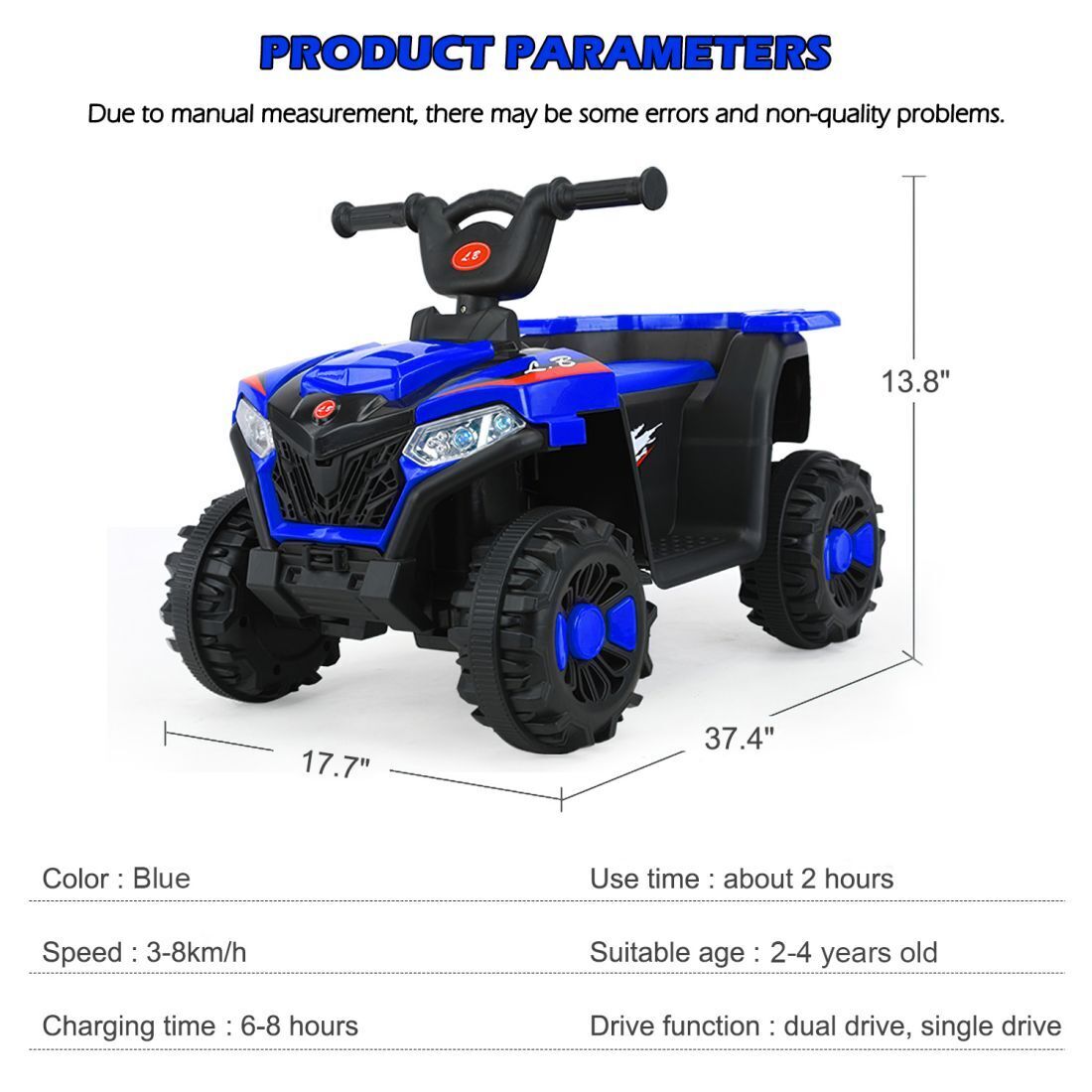Electric 4-Wheel Beach Buggy for Kids with Forward/Reverse Switch - 6V ATV