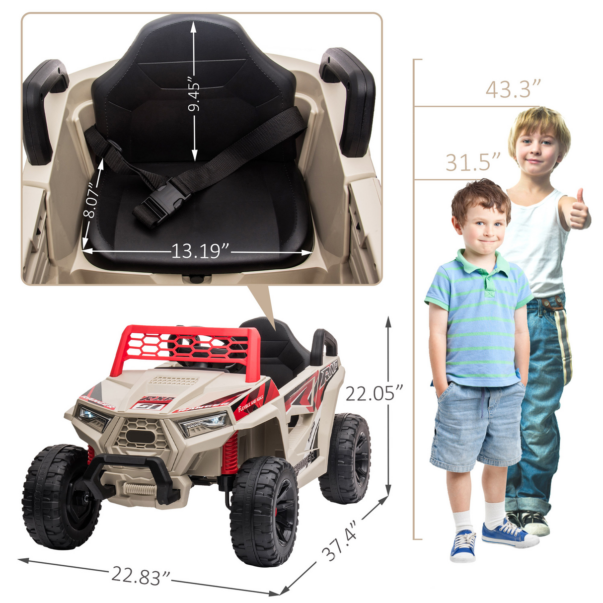 Electric ATV 4-Wheeler Quad Car Toy for Kids with MP3 and Horn - 12V Ride-On Truck