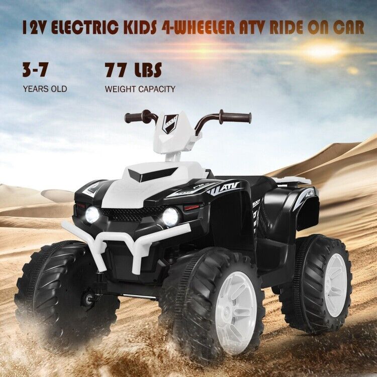 Electric ATV for Kids with LED Lights and Treaded Tires - 12V Ride-On Adventure