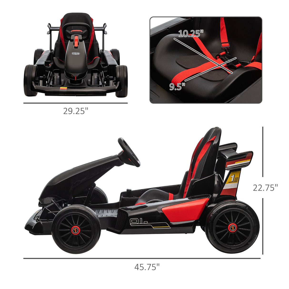 Electric Go Kart for Kids Ages 6-12 with Remote Control and Music Horn