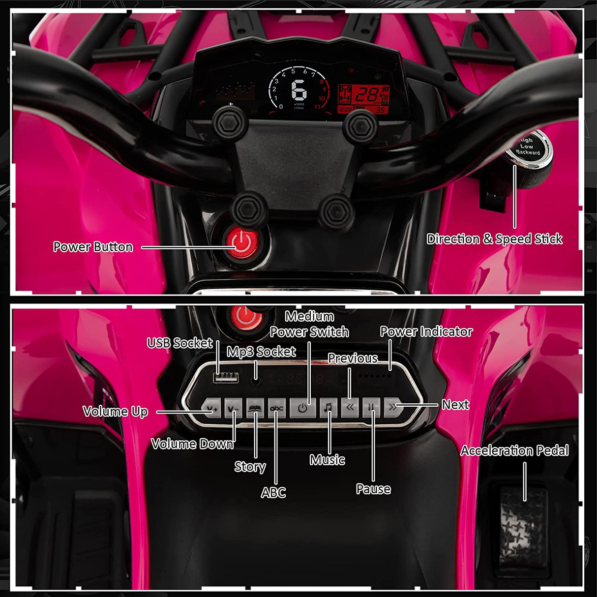 Electric Kids ATV with Music, Headlights, and MP3 Player - Rev Up the Fun!