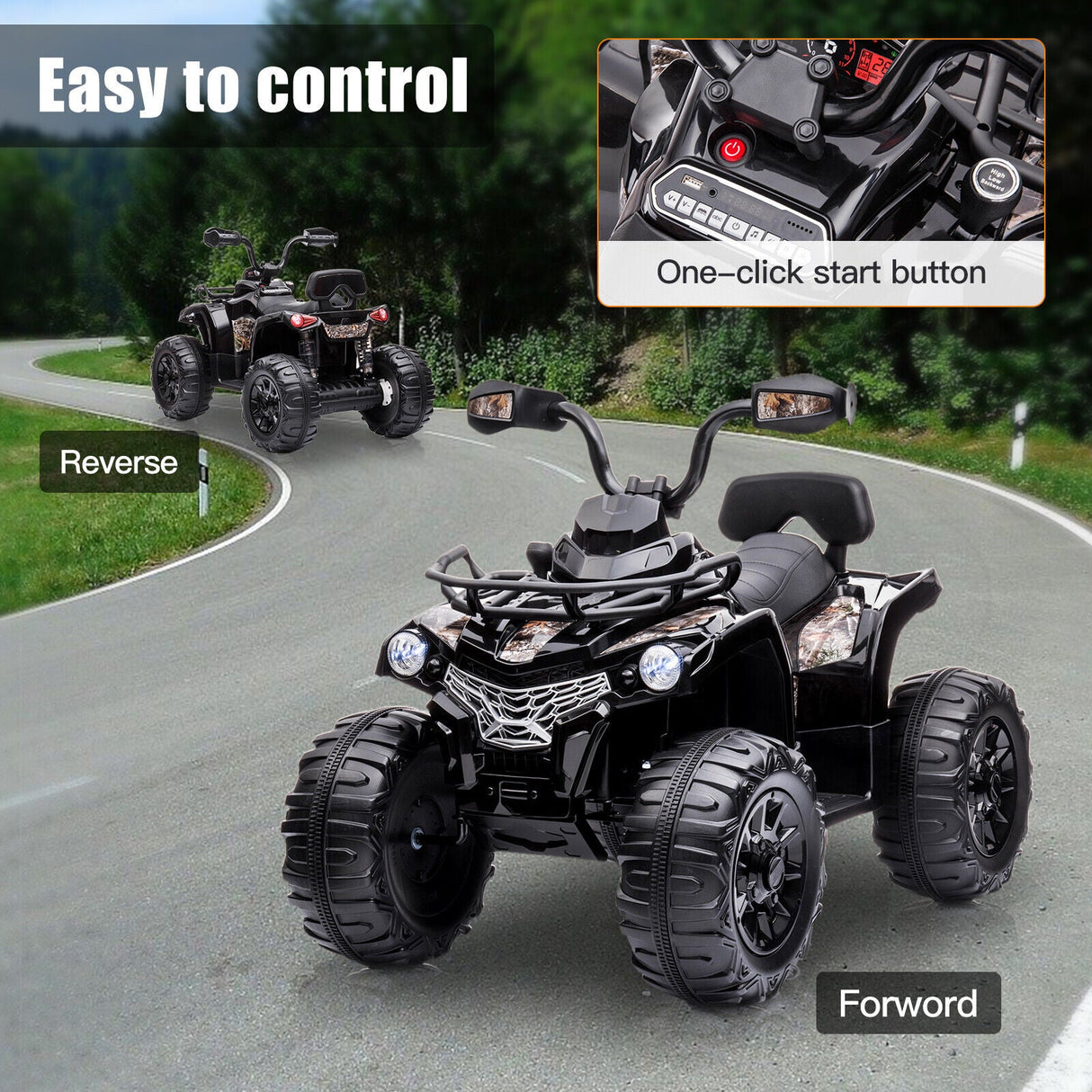 Electric Kids Ride-On Beach Car ATV Truck with 2 Speeds, MP3, Lights, and Music