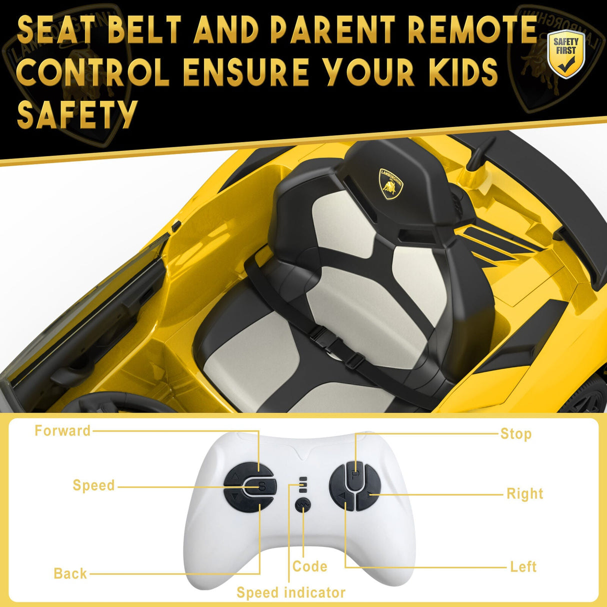 Electric Kids Ride On Sports Car with Remote Control, Music, and LED Lights - Perfect Gift for Kids!
