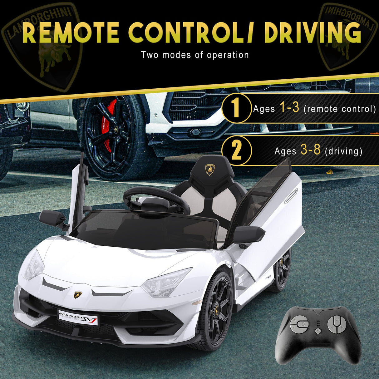 Electric Kids Ride On Sports Car with Remote Control, Music, and LED Lights - Perfect Gift for Kids!