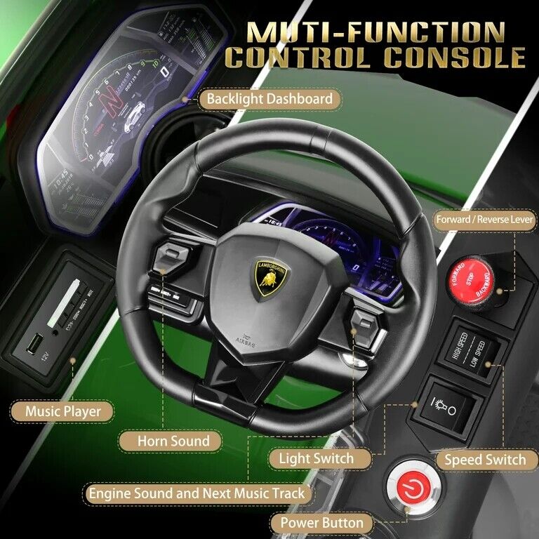 12V Lamborghini Kids Electric Ride On Car with Remote Control, MP3 Player & LED Lights