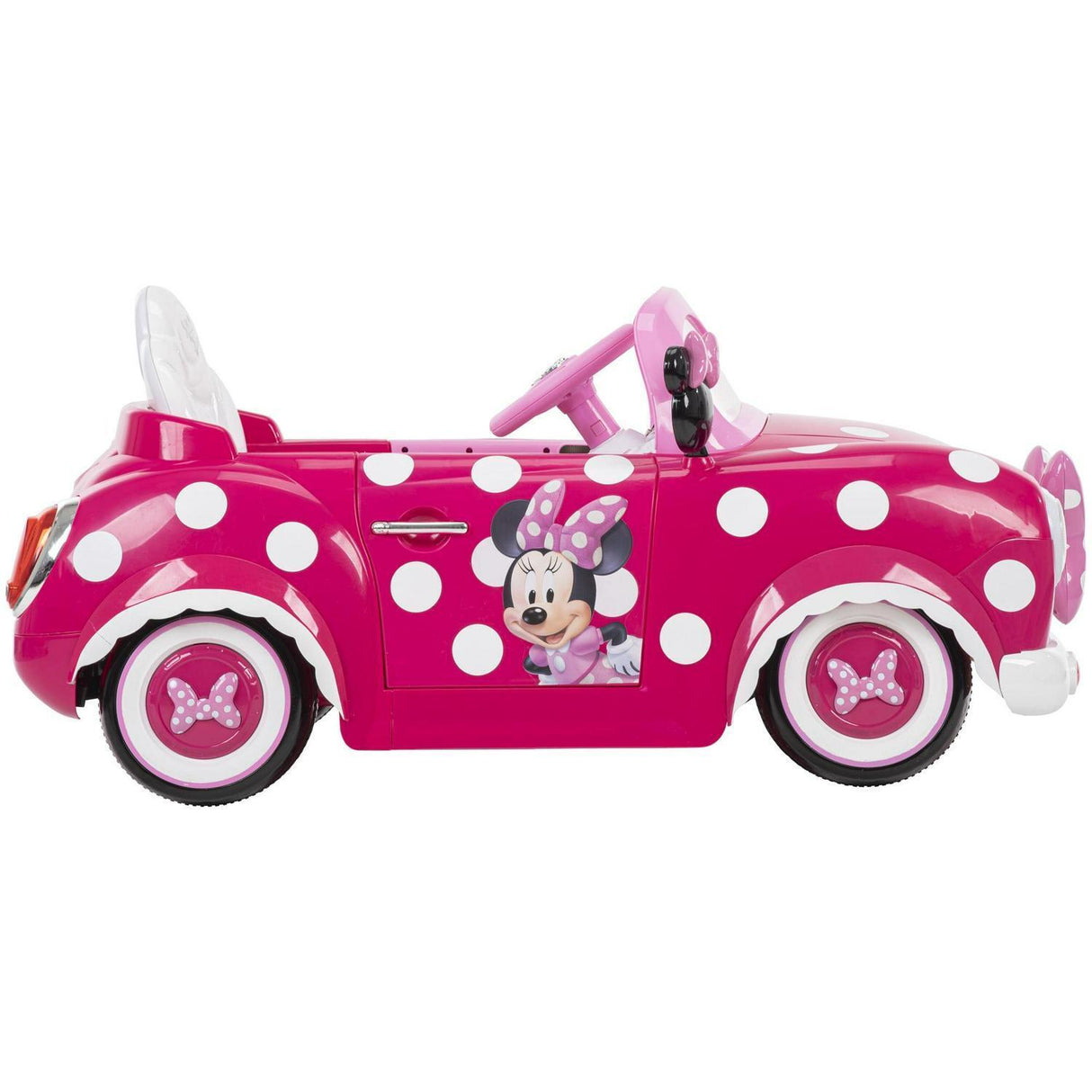 Electric Pink Minnie Convertible Car for Kids with Working Headlights - Perfect Ride-On Toy for Girls