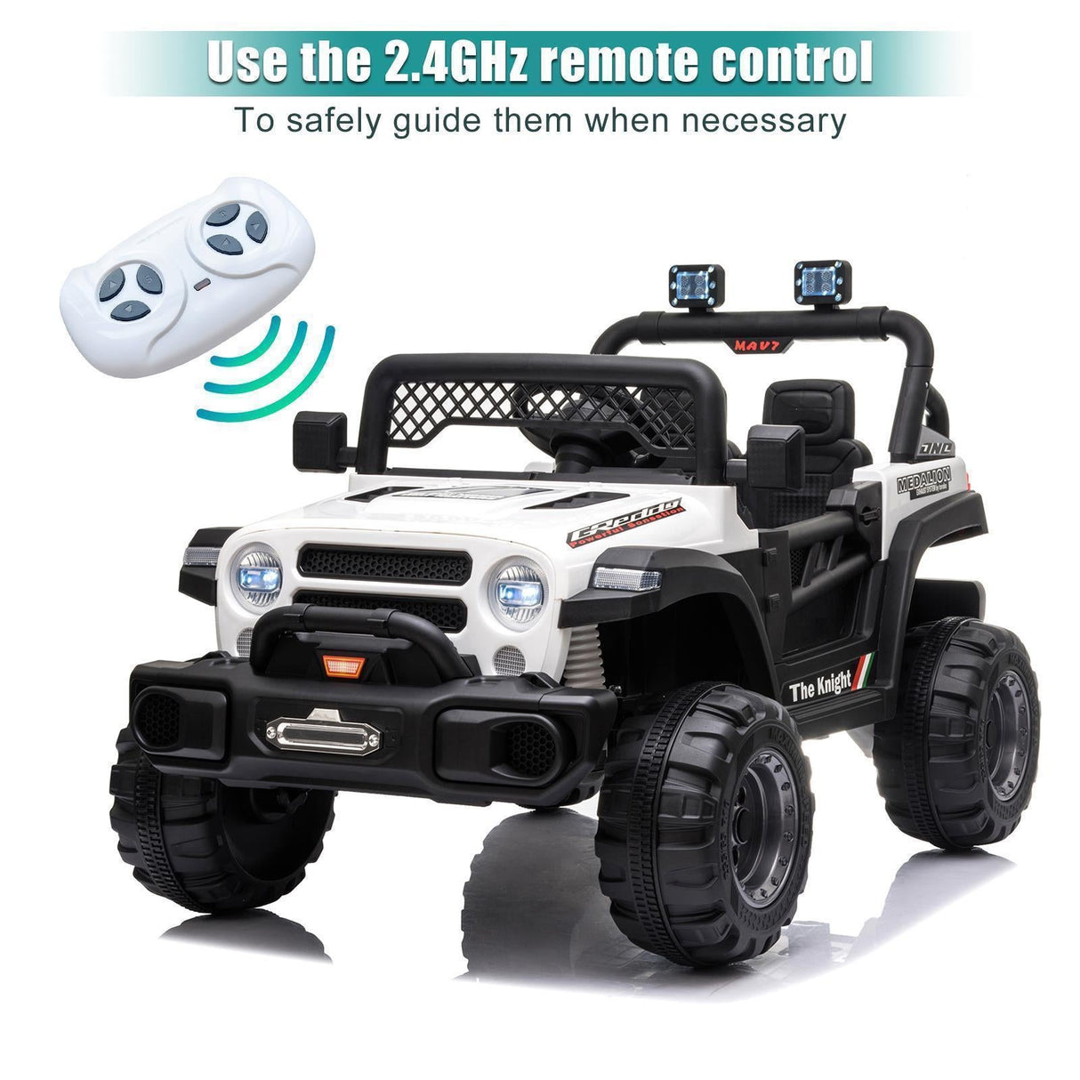 Electric Ride-On Car for Kids with MP3, LED Lights, Remote Control, and Adjustable Seat Belt