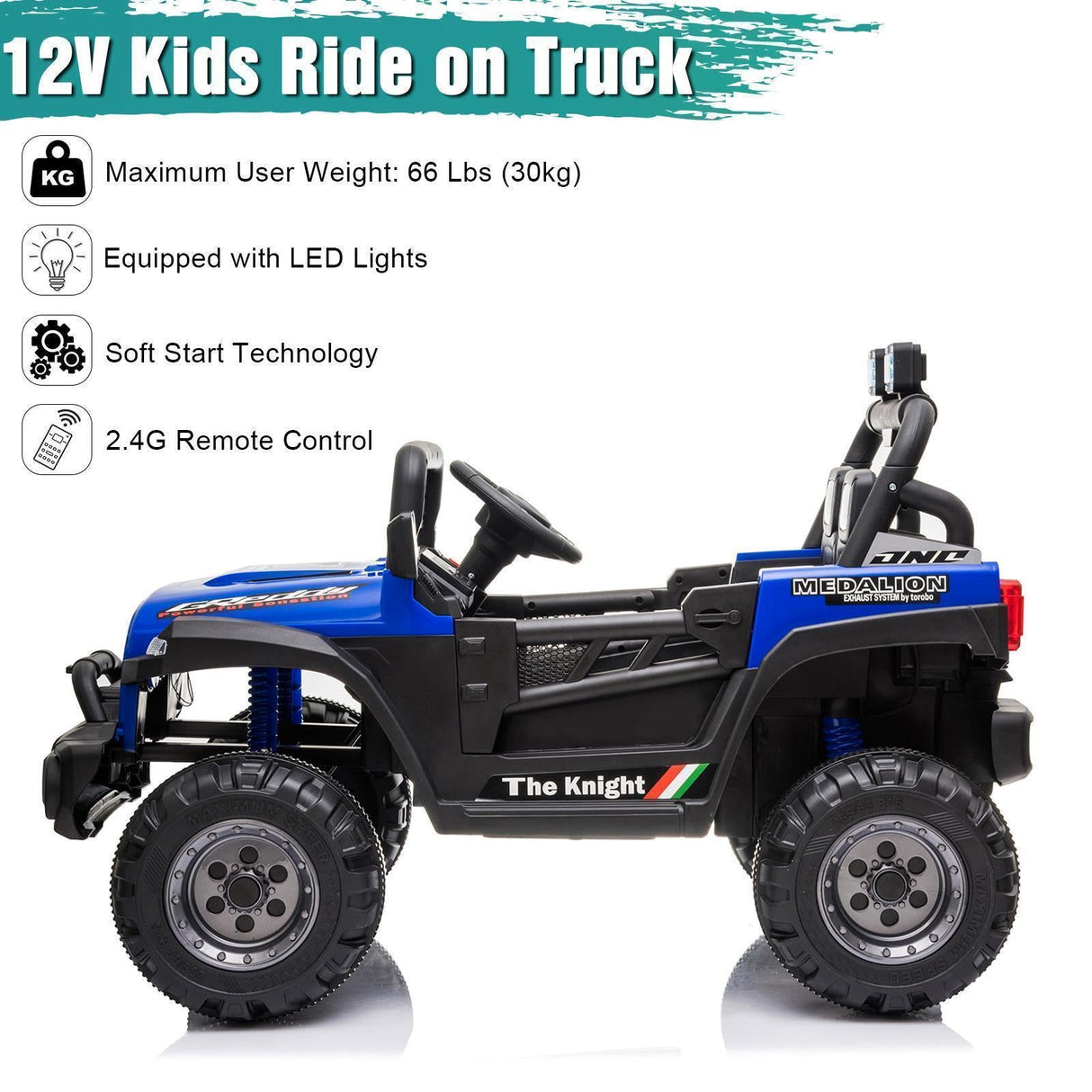 Electric Ride-On Car for Kids with MP3, LED Lights, Remote Control, and Adjustable Seat Belt