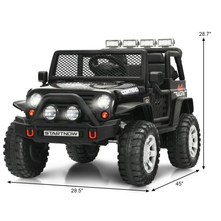 Electric Ride-On Truck for Kids with Remote Control, Lights, and Music - Black