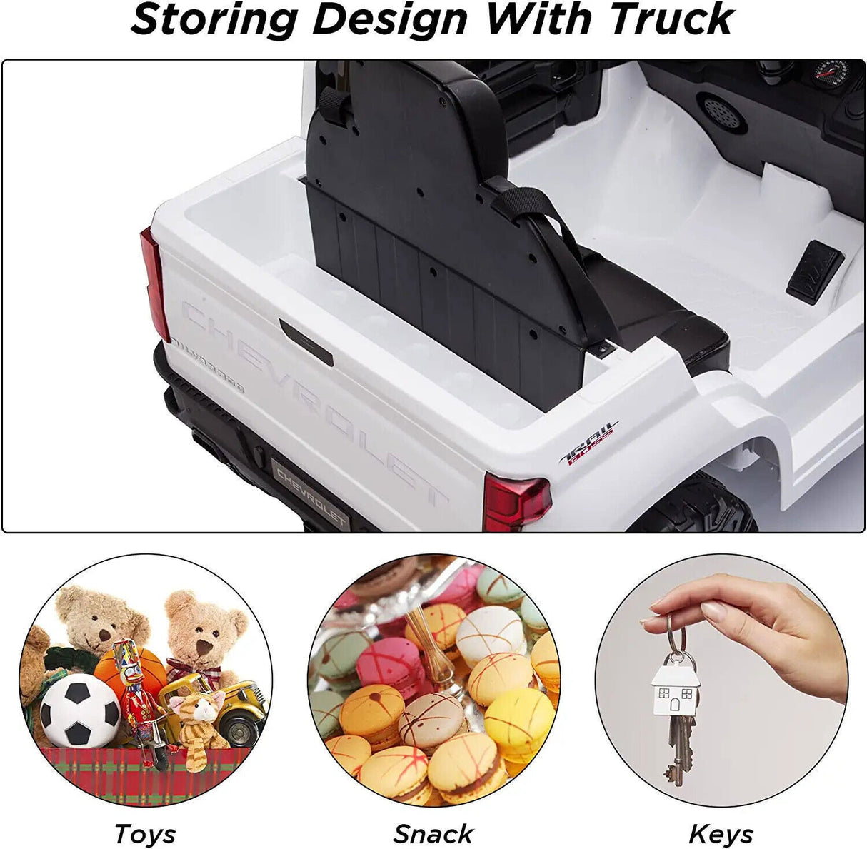 Electric Ride-On Truck for Kids with Remote Control, MP3 and Bluetooth - White