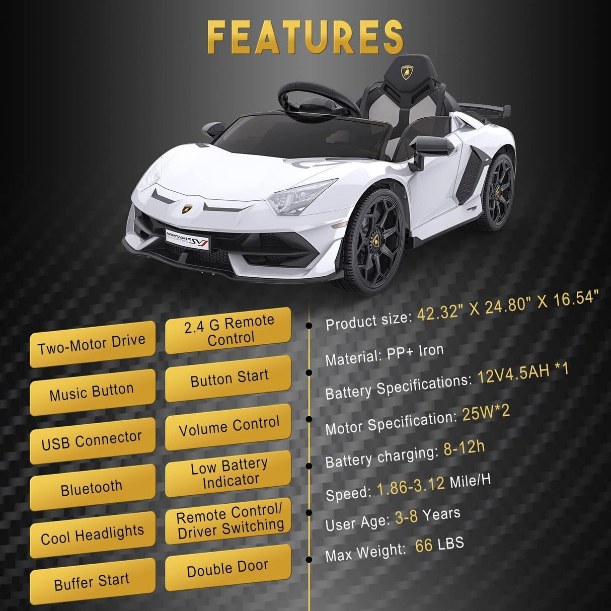 Electric Sport Car Toy for Kids with LED Lights - Perfect Xmas Gift!