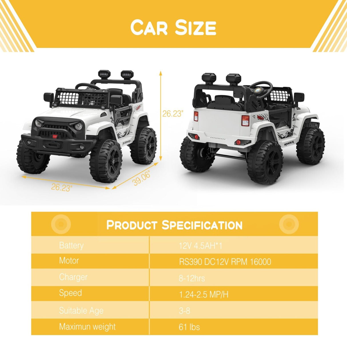 Electric Toy Truck for Kids with Bluetooth and Remote Control - 12V Ride On Car
