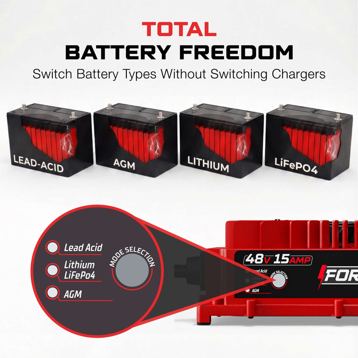 Club Car 48V Golf Cart Charger - Precedent & DS - 48V 15A Lithium, LiFePO4, Lead Acid, AGM FORM Charge