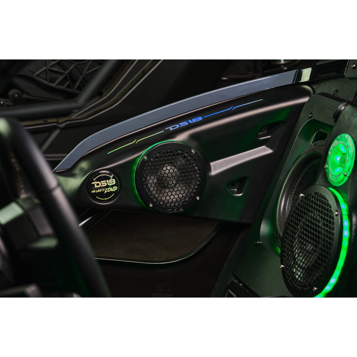 Polaris Slingshot Arm Rest Empty Enclosure With Digital Led Lights fits 2 x 6.5" Speakers | 2015 - Current