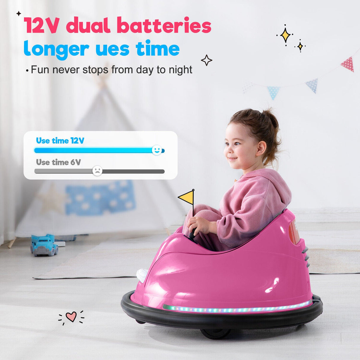 Flashy Remote-Controlled Bumper Car for Kids with Electric Ride-On Fun