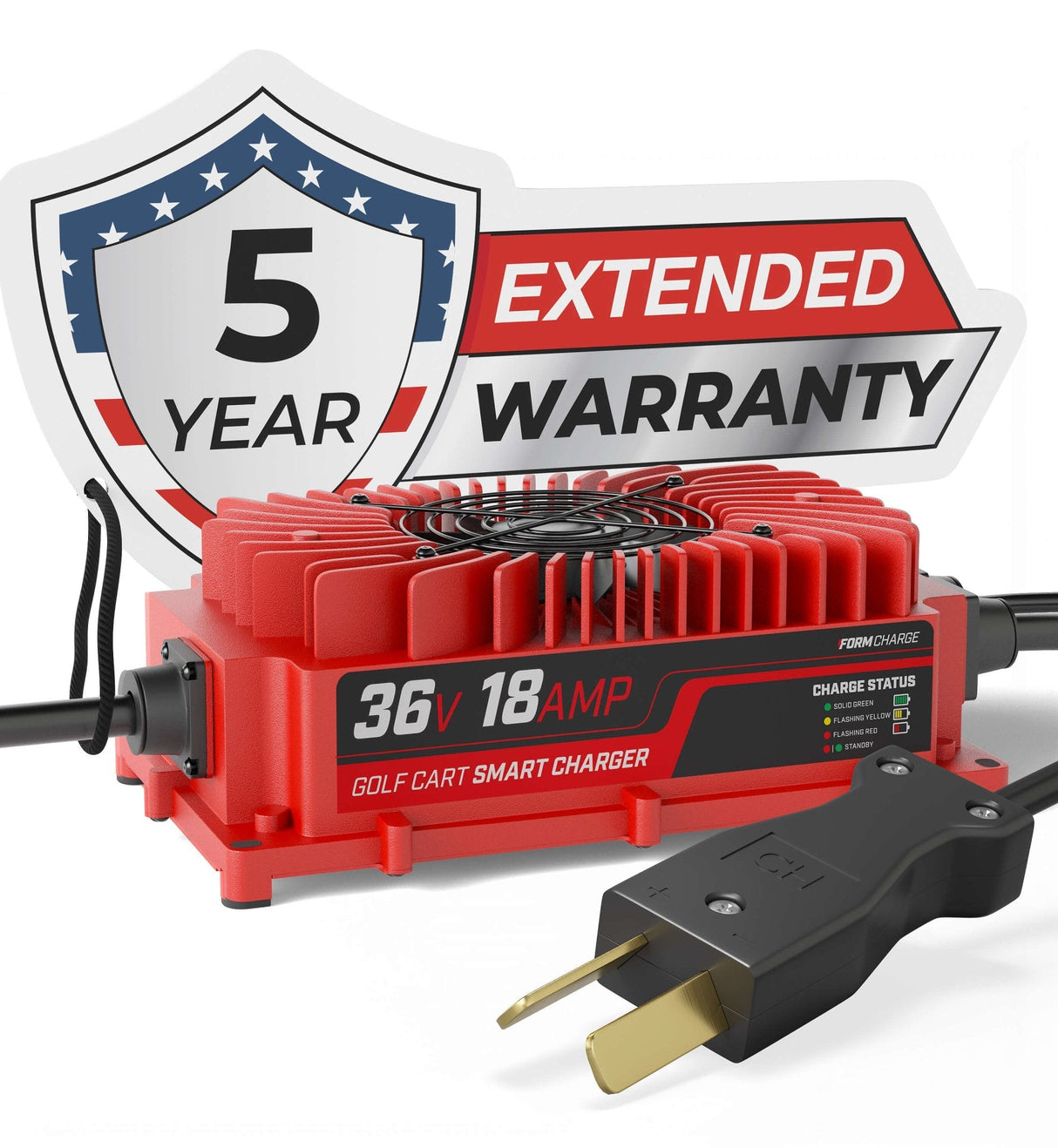 FORM 36V Golf Cart Charger for Club Car, EZGO & Yamaha with Crowfoot Plug - Lead Acid - PRO VERSION FORM Charge