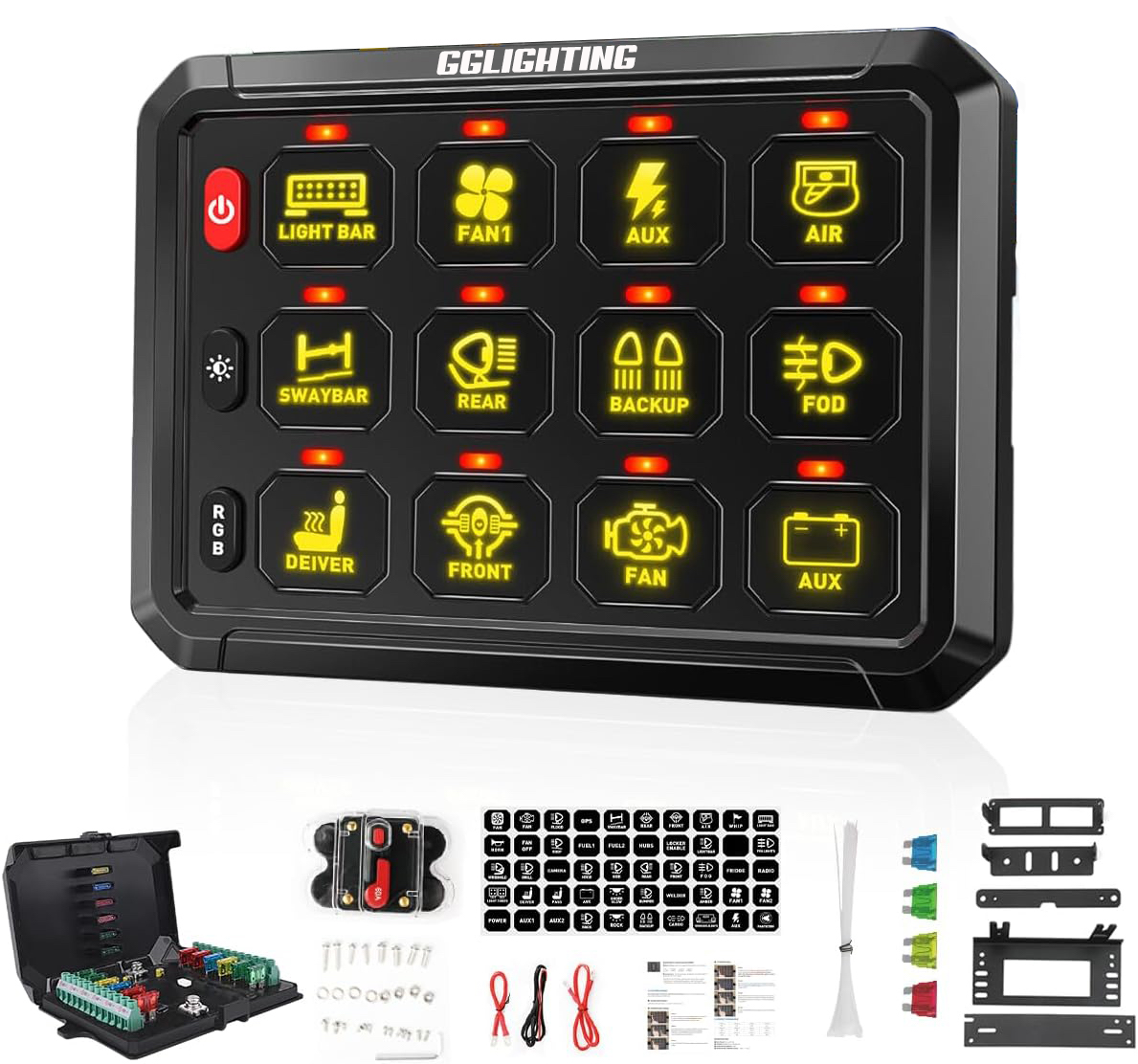 12-Gang Switch Panel With RGB And Remote Control Bluetooth App by GG Lighting