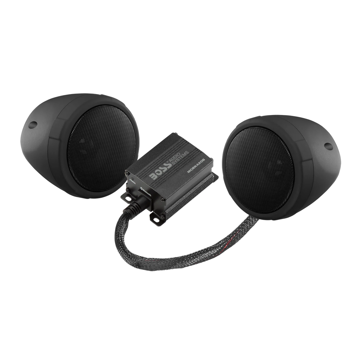 Boss MCBK420B Motorcycle Bluetooth Speaker System - Class D Compact Amplifier, 3 Inch Weatherproof Speakers Boss