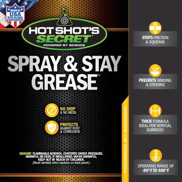 Hot Shots Secret Spray & Stay Grease Lubricant (HSSSAS9OZ)