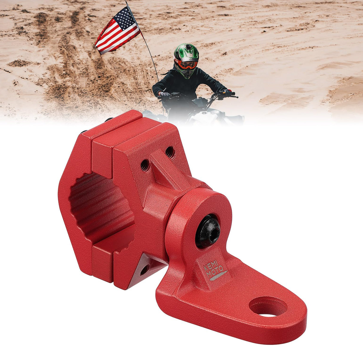 ATV/ UTV Whip Light / Flag Mounting Bracket for 7/8"-9/8" Handlebar Rack Bars