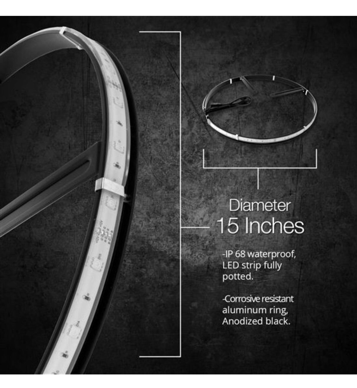 XK 4 pc 15” Wheel Ring Light Kit App Controlled Far From Stock - Meyer Distributing