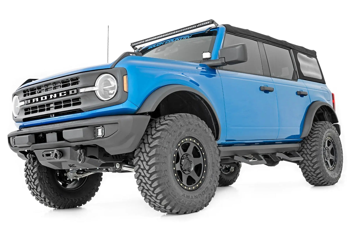 Rough Country SRX2 Adjustable Aluminum Side Steps 4-Door Ford Bronco 4WD 2021-2026 51029