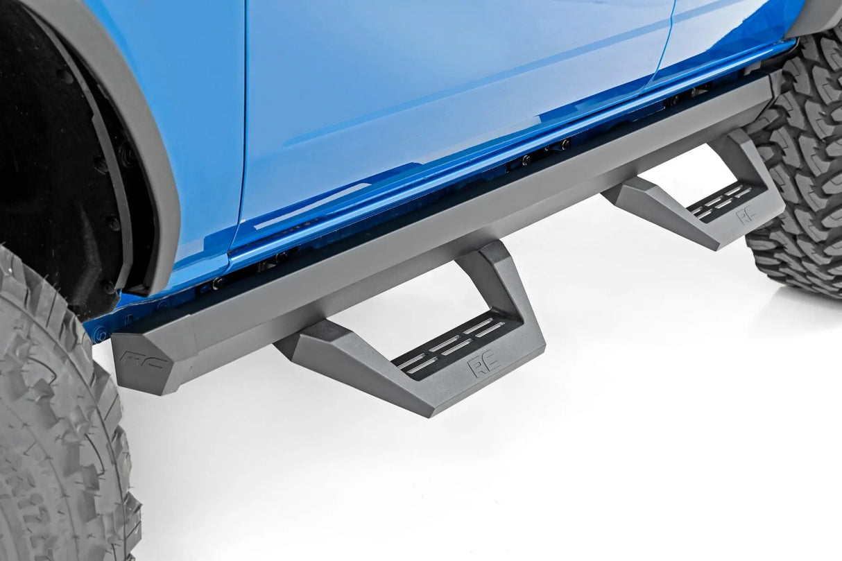 Rough Country SRX2 Adjustable Aluminum Side Steps 4-Door Ford Bronco 4WD 2021-2026 51029