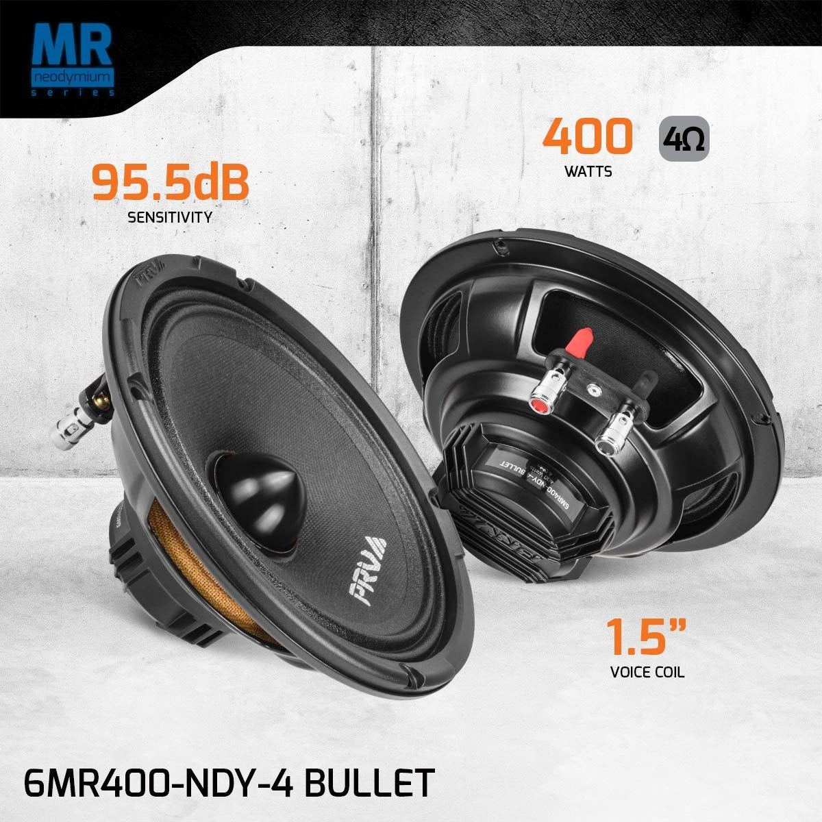PRV Audio 6MR400-NDY-4 | 6.5" 400W Neodymium Bullet Midrange Speaker PRV Audio
