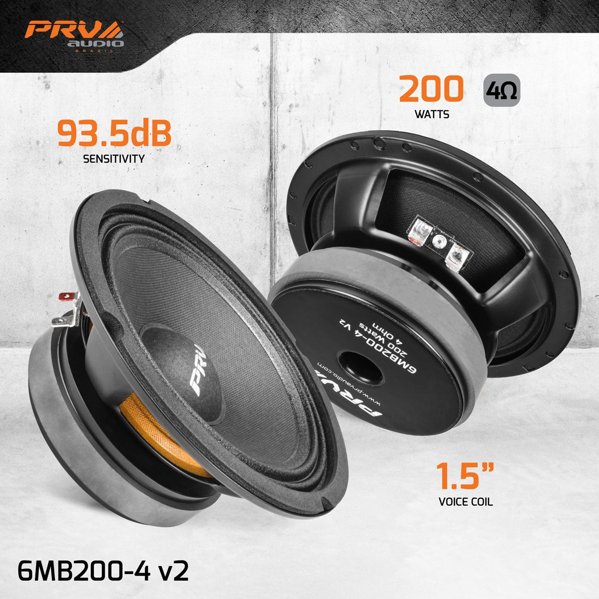 PRV Audio 6MB200-4 v2 6.5" 200W RMS Midbass Speaker (Single)