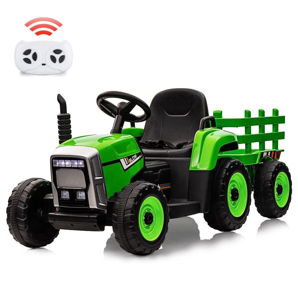 Interactive 12V Ride-On Tractor Truck with Music and Detachable Trailer - Perfect Gift for Boys and Girls
